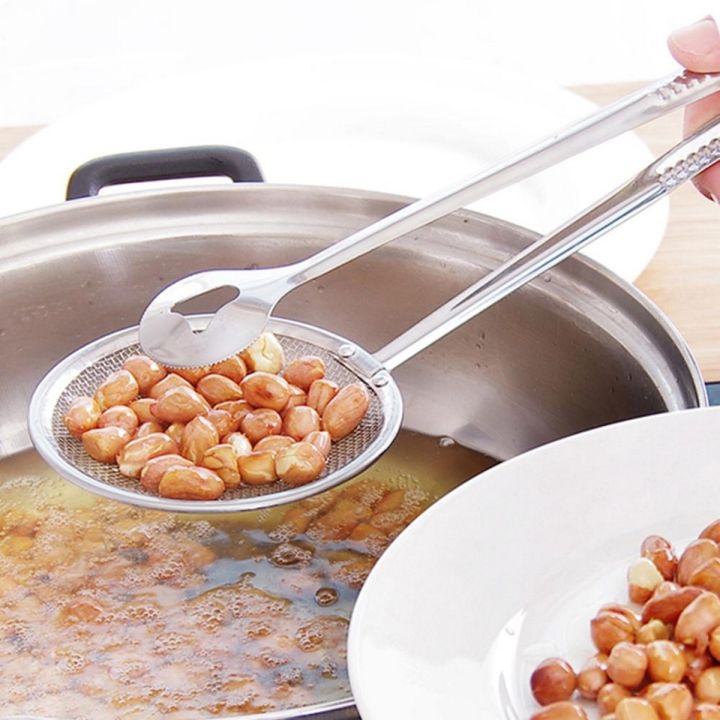 Multi-functional Filter Spoon With Clip Food Kitchen Oil-Frying Salad BBQ Filter Kitchen Gadgets Accessories Colanders