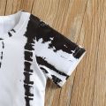 Girls Casual Two-piece Pants Suit, White Tie-dyed Print T-shirt and Bell Bottom Trousers, 1-6 Years. 