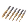 Threaded Drill Taps, Thread Tapping Tool 6Pcs HHS for Thick Steel Plate. 