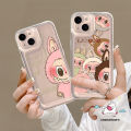 Cartoon Pop Mart Labubu Cute Colored Graffiti Trendy Brand Case Compatible for IPhone 7Plus 13 11 15 12 14 Pro Max XR XS Max X 6 15 8 7 6S Plus SE 2020 Luxury Transparent Soft Case. 