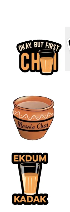 Chai%20is%20Life%20Sticker%20-%202%20inch%20x%202%20inch%20-%20Also%20Custom%20Stickers%20Available%20Sticker%20For%20Mobile%20Sticker%20For%20Laptop%20Aesthetic%20Sticker%20Pack%206%20Stickers%20-%20Image%203