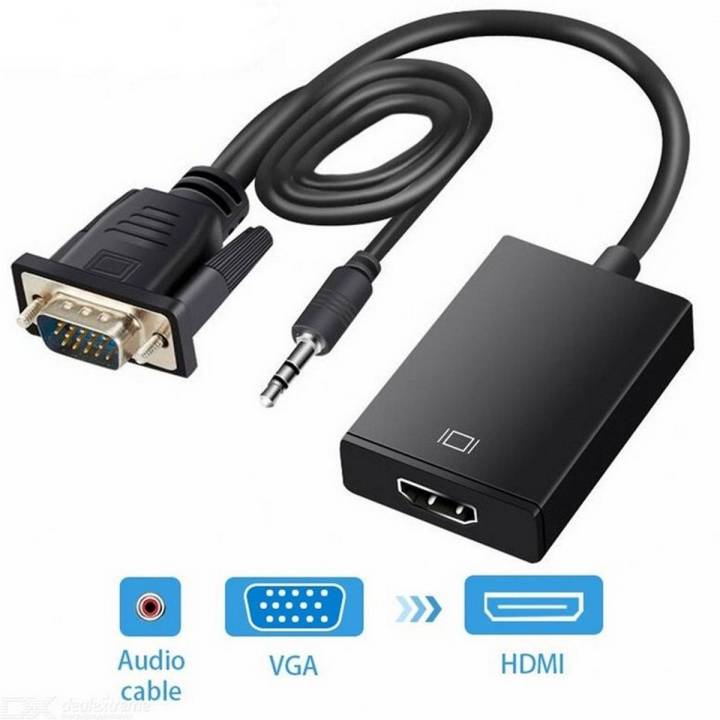 VGA to HDMI Converter Adapter, VGA Male to HDMI Female Cable Converter with 1080P HD Video and Audio Support for Connecting Old PC, Laptop with a VGA Output to Monitor, HDTV,Projector, VGA Male To HDMI Female Converter Adapter With 3.5mm Stereo USB Cable