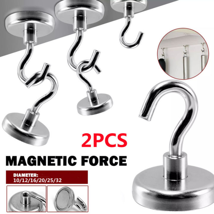 RHS Online 2PCS Strong Magnetic Hooks Heavy Duty Magnet Holder Wall Hanging Hanger Home Storage Organization