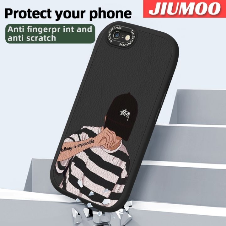 JIUMOO%20For%20iPhone%20Se%202020%20Case%20Fashion%20Cool%20Tide%20Boy%20Men%20Thin%20New%20Design%20Leather%20Soft%20Back%20Cover%20Camera%20Protection%20Cases%20Shockproof%20Casing%20-%20Image%203