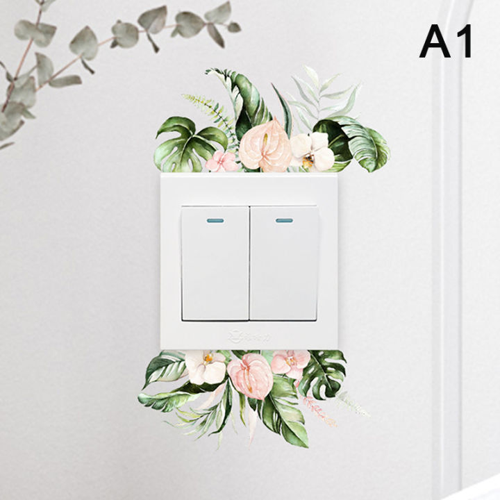 Decor Wall Paper Long Lasting Wall Mural Colorfast Plant Flower Switch Wall Decorative Sticker Self-adhesive Decal