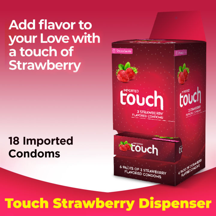 Touchh Strawberry Flavored Dispenser - Pack of 3 - 18 Pieces (6 x 3's)