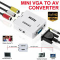 VGA to AV Mini Converter Scaler Adapter Support 1080P VGA2AV Converter PC to TV HD Computer to TV -white. 