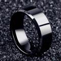 Pack of 2 Silver Stainless Steel and Black Titanium Rings For Men / Boys - Ring for Mens. 