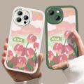 DEL for OPPO F19 Pro A94 Reno5 F Mobile Cover Cartoon Pink Flowers Phone Case PU Leather Soft Silicone Edge Back Cover. 