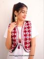 Sindhi Saraiki Multani Ajrak Traditional Cultural Wear Embroidered Waist Coat Koti for Girls & Women by Zenz Pakistani Handicrafts. 