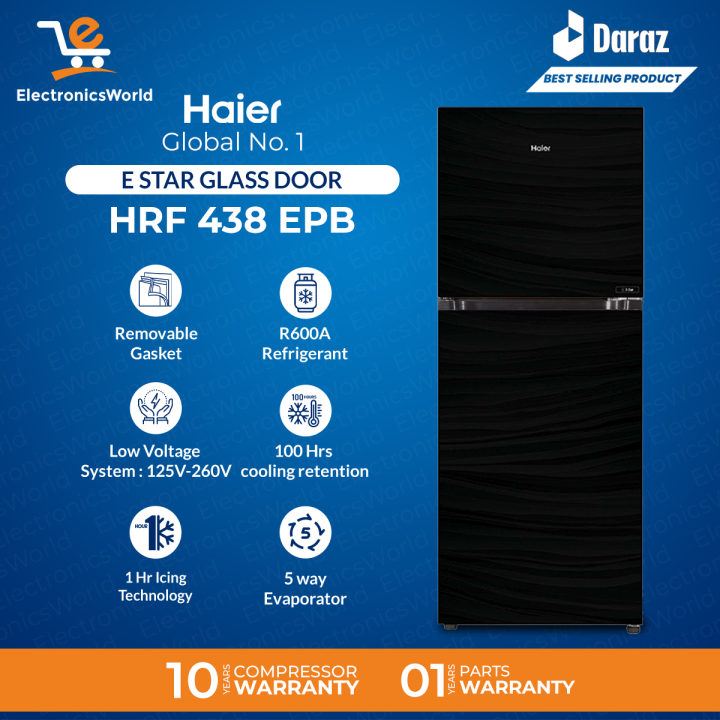 Haier%20Refrigerator%20HRF-438%20EPR/EPB%20-%20E%20STAR%20series%20Glass%20Door-%20408%20Liters%20Large%20Size-%20Low%20Voltage%20Operate%20(125V)-10%20Years%20Warranty%20-%20Image%202