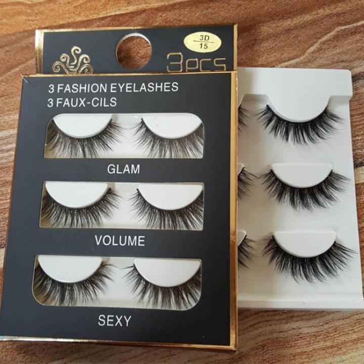 3 Pairs 3D Eye Lashes - High Quality Eyelashes (with free Glue)