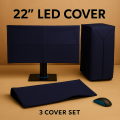 3-Piece Laptop/PC Screen and Case Dust Cover Set, Anti-Dust, Dust-Proof, Universal Fit, New - Black. 
