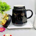 King Queen Crown Design Ceramic Mug With Crown Lid, Coffee Cup Gift For Anniversary & Birthday. 