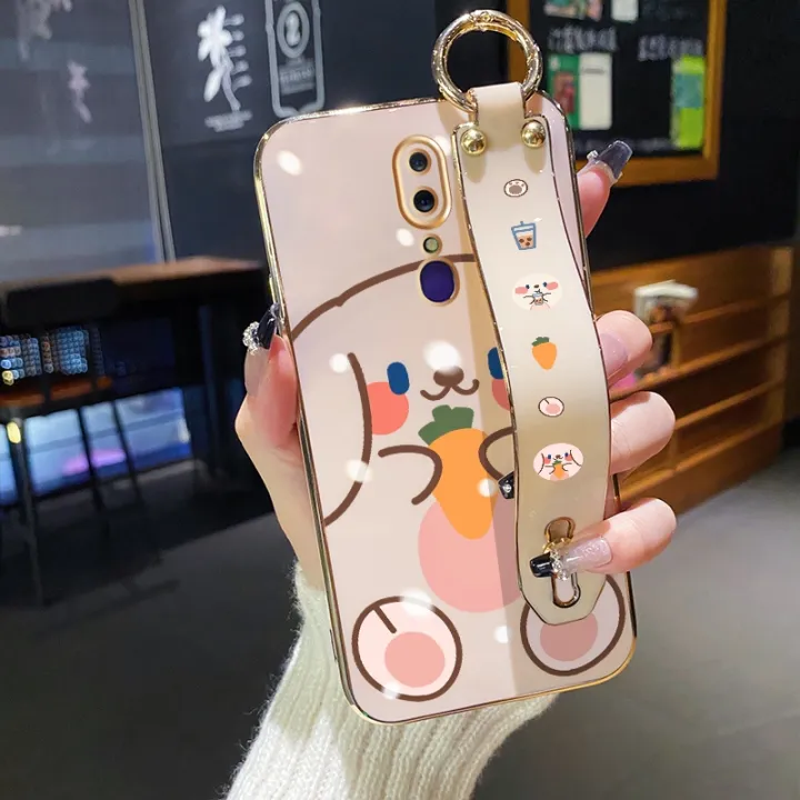 chenyyka%20For%20OPPO%20F11%20Pro%20Case%20With%20Wristband%20New%20Design%20Square%20Edge%20Phone%20Case%20Cute%20Line%20Rabbit%20Pattern%20Shockproof%20Plating%20Silicone%20Casing%20Full%20Cover%20SoftCase%20Protection%20Cases%20Girl%20Women%20-%20Image%202