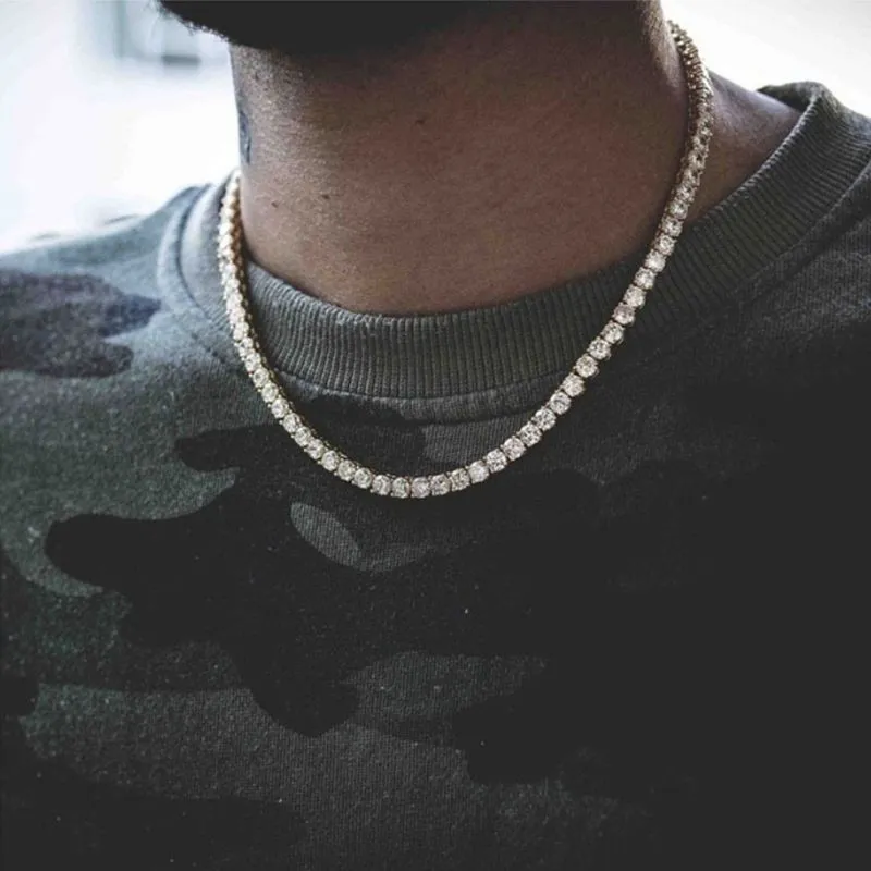 Fashion row Rhinestone men's hip hop rap singer Necklace ice