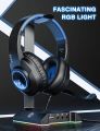 Eksa T8 Ps4 Gaming Wired Over Ear Headphones With Mic With Noise Canceling, Pc With Surround Stereo Sound, Led Light For Ps4, Pc, Laptop (Blue). 