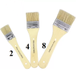 3pcs Wide & Thin Gesso Paint Brush Set best for canvas oil acrylics gouache paints watercolor poster color white bristle and brown handle. 