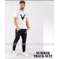 Trendy Markhor Printed Half Sleeves O neck Cotton Jersey Summer Tracksuit T-Shirt & Trouser Gym Sports Outdoor Gaming Wear  For Men & Boys. 