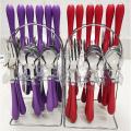 25 pcs spoon set plastic handle with stainless steel stand. 