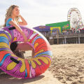 Bestway 36125 Pool Beach Inflatable Rubber Ring, Swimming Float With Pop-art Design, Multi-colour Tube For Adults_ & Kids Round Inflatable Pool Floating Circle for Training Water Fun & Game enjoyment. 