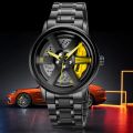 Wheel Watch Rotation Wheel Sports Car Rim Luxury Men's Watch Spinning Alloy Wheel Watch for Boys Men Creative Fashion Men Stainless Steel & Leather Straps Watch. 