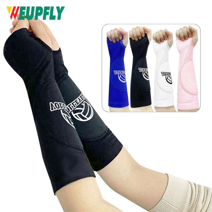 1 Pair Volleyball Arm Sleeves for Girls Padded Passing Forearm Sleeves with Thumbhole Volleyball Arm Pads Youth Women