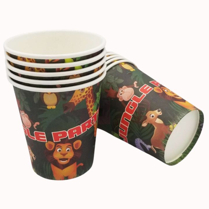 JUNGLE THEME PAPER CUPS - PACK OF 10 PAPER CUPS - JUNGLE THEME BIRTHDAY PARTY
