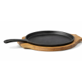Sizzler Tawa 10-Inch 2in1 Wood Base Cast Iron Krucible Kitchen. 