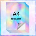 10 Sheets Holographic Paper A4 Vinyl Sticker Printable Label Self Adhesive Paper Sticker Waterproof Laser Color for Inkjet Print. 