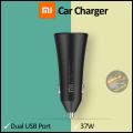 Xiaomi Mi 37W Dual-Port USB Car Charger - Model : CC06ZM - Andriod - Super Fast Adapter - Socket - Black - Qualcom 3.0 Certified. 