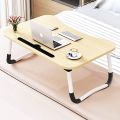 Beautiful Wooden Portable Laptop Table & Study Foldable Dormitory Bed Laptop Desk Book Reading Tray Cup slot Bed Table For Computer Notebooks. 