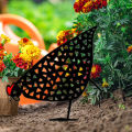 Creative Black Metal Chicken Statue Ornament Decor Yard Art Garden Sculpture. 