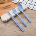 Wheatstraw Natural Plastic BioPlastic Fork Spoon Chopsticks Box Cutlery Set. 