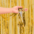 Backdrop Foil Fringe Curtains (6 Feet Height & 5 Feet width) Tinsel Foil Curtain | Ideal for Anniversary, Wedding, Birthday, Kids Room, Door Windows Wall Decoration Curtain Birthday Accessories. 