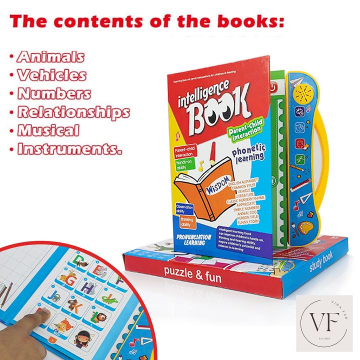 Intelligence Study Book for Kids E Book for Kids Child Early Learning Intelligent Book Intellectual Learning Electronic Sound Teaching Aid Toddlers English Learning Book