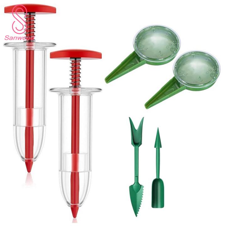 Handheld Plant Sower 6pcs Mini Garden Planting Tool Set for Easy Sowing Dispensing Handheld Sower Dibber Widger Manual Spreader Kit for Gardens Small Planting Tool