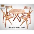 Beach Wood 4 Folding Chair and One Round Folding Table STM. 