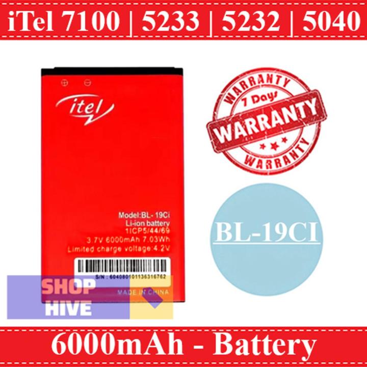 iTel 7100 | 5233 | 5232 | 5040 Battery BL-19CI Replacement Premium Quality 6000mah Battery For iTel 7100 | 5233 | 5232 | 5040