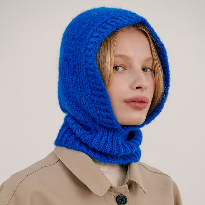 Sandmdm 20% Wool Knitted Caps Winter Warmer Unisex Hooded Hat Neck Collar Scarf Cap For Men Women Ski Beanie Hats Cold Hat Balaclava Cap