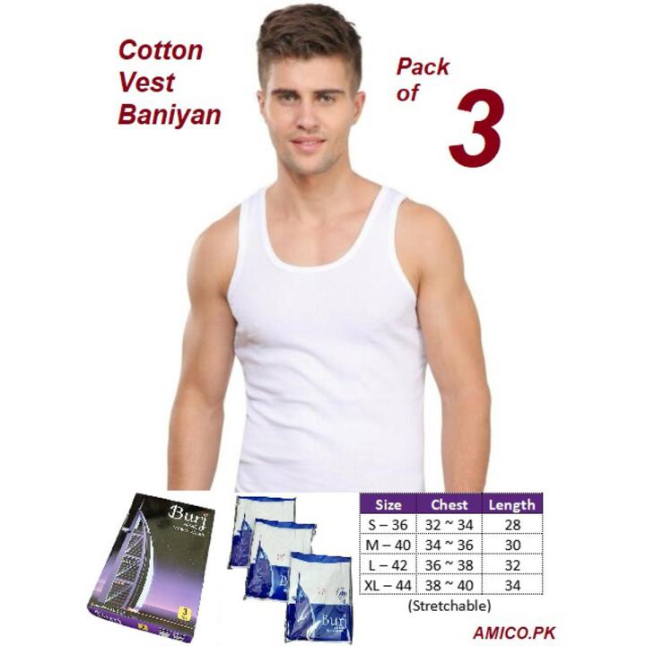 Vest for Men / Gents Banyan / Baniyan for Men - Pack of 3 (Sando)