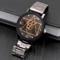 Classic Analogue Minimalist Round Black Dial Latest Generation Stainless Steel Linked Chain Black Strap Stylish Wrist Watch for Men and Boys - IIKBKMEN. 
