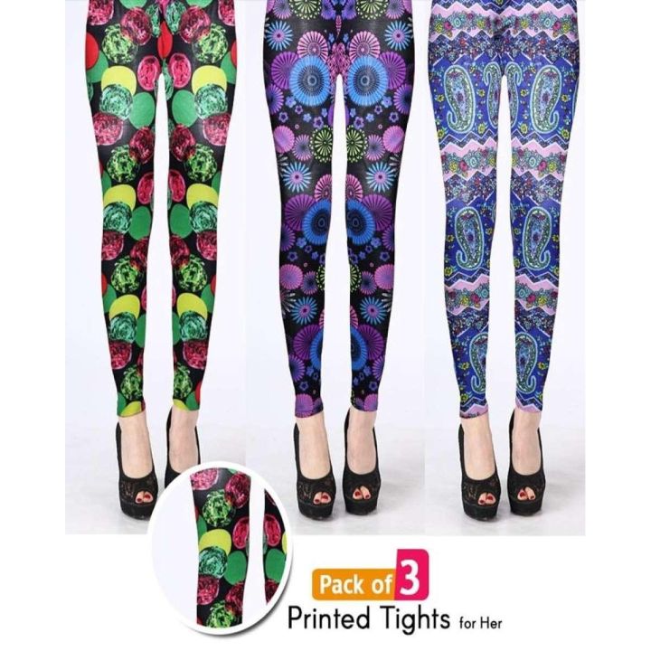 Pack Of 3 - Multi Printed Tight For Women