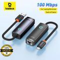 Baseus USB Ethernet Adapter, USB3.0 to Network Gigabit RJ45 LAN 100 1000Mbps Adapter Converter Compatible for Laptop MacBook USB Ethernet Network Card. 
