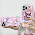 BILI for Infinix Zero 20 Back Cover With Free Ring Holder Cute Kuromi Soft Transparent Colorful Wavy Phone Cases. 