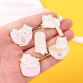 5 Styles Cartoon Animal Enamel Pin Cat Cup Pin Cat Bowl Pin Cute Badge Brooch Lapel Pin Gift for Friend. 