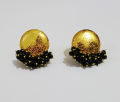 Fancy Jewellery Black Necklace Mala With Black Multi-shape Stud Earrings Set - Best Gift. 