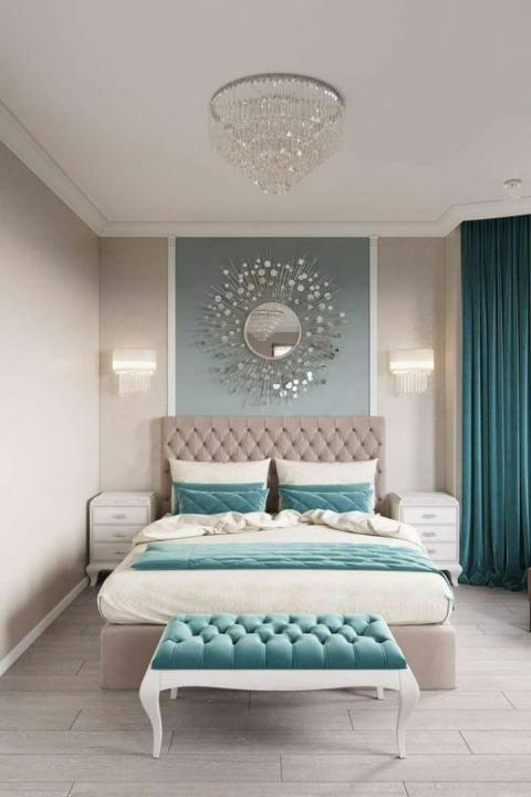 Qulted Double Bed with Side Tables And Settie