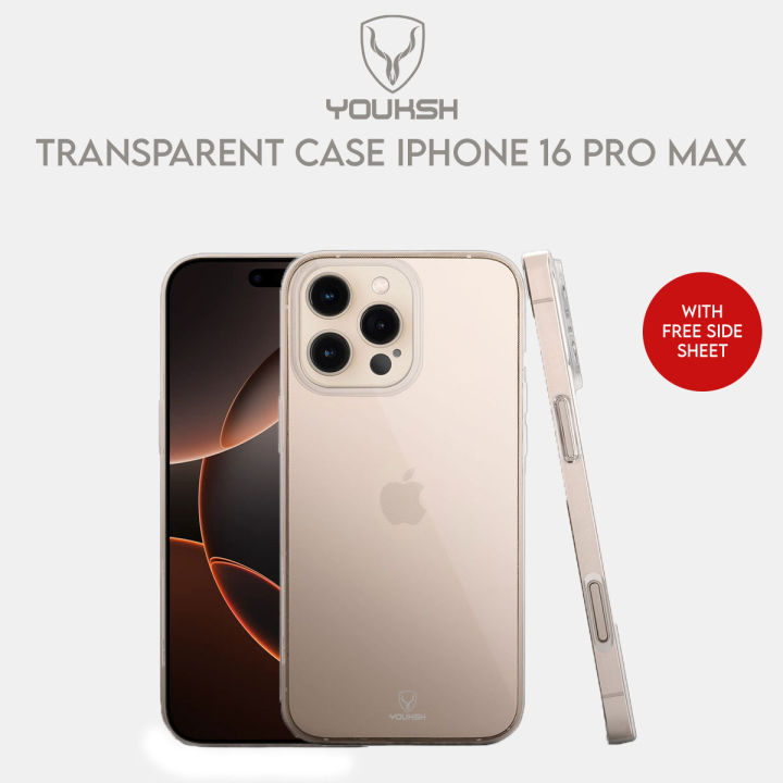 YOUSKH IPHONE 16 Pro Max (6.9) Transparent Case - Youksh iPh 16 Pro Max (6.9) Transparent Cover - Transparent Soft Shock Proof Jelly Back Cover.