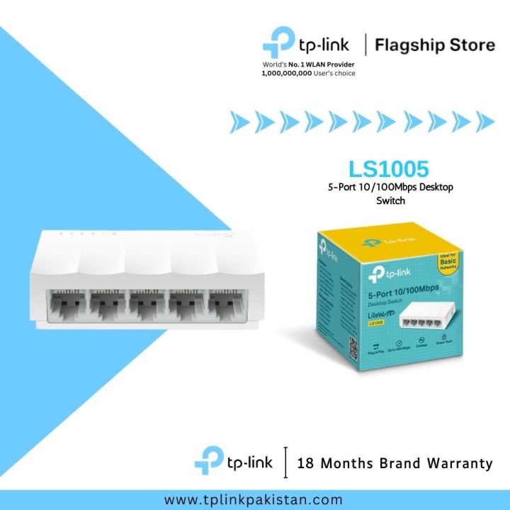 TP-Link Network Desktop Switch LS1005 5-Port 10/100Mbps Desktop Switch - 18 Months Brand Warranty